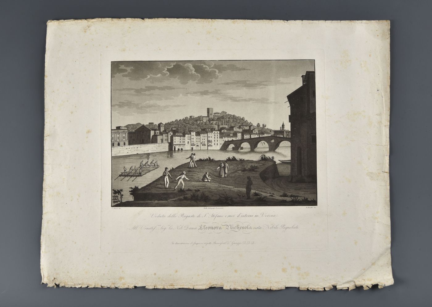 Bennassuti Giuseppe " Veduta delle rigaste di Santo Stefano e dei suoi dintorni in Verona" 1825